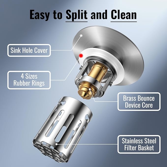 Bathroom Sink Stopper-All Metal Sink Stopper-Universal Fit 99% Bathroom Sink - Image 5