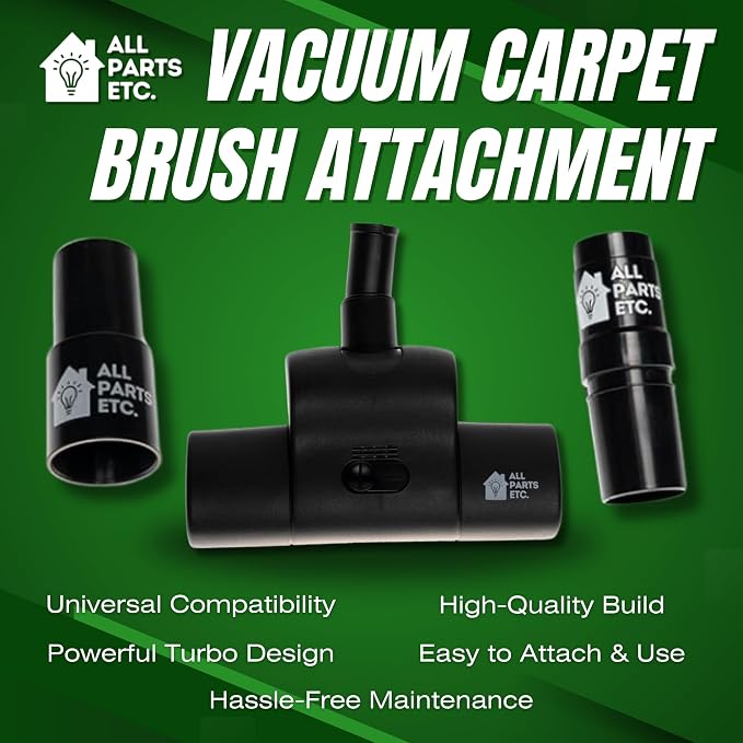 Vacuum Carpet Brush Nozzle Attachment, 1.25” Turbo Floor Brush Accessories - Image 2