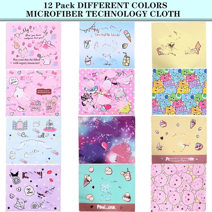 12 Pack Cartoon Colors Microfiber Cleaning Cloths-Cameras Lenses, Sunglasses - Image 6