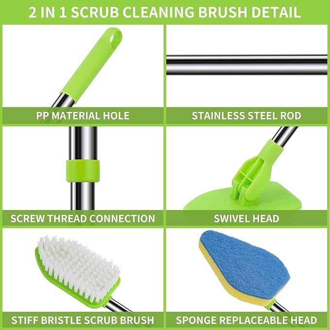 Scrub Cleaning Brush with Long Handle 35'' - Image 4