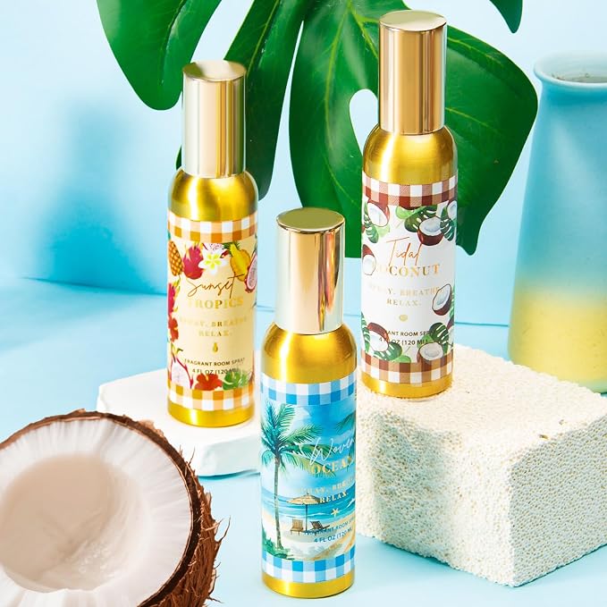 Room Spray, Tidal Coconut, Woven Ocean, Sunset Tropics, 3 Pack, Each 4 fl oz - Image 6