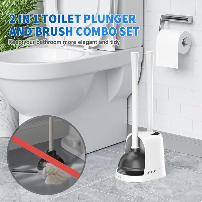 Toilet Plunger and Brush, Bowl Brush and Heavy Duty Toilet Plunger Set - Image 7