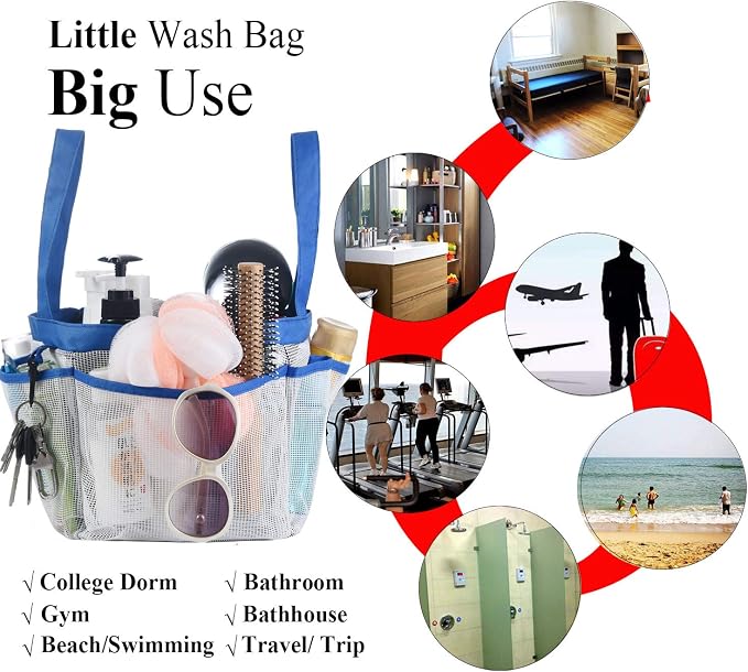 Haundry Mesh Shower Caddy Tote, Large College Dorm Bathroom Caddy Organizer - Image 7
