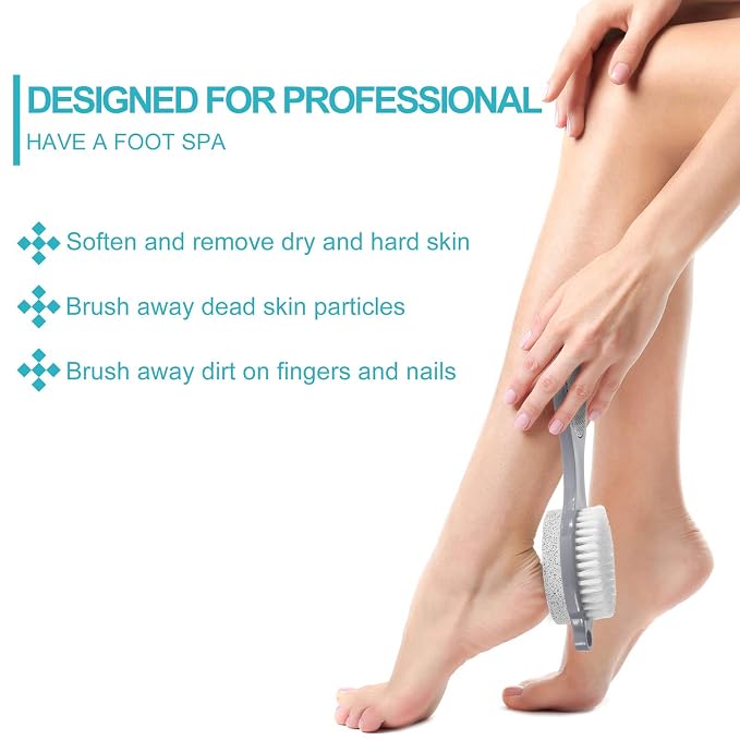 2 Pieces 4 in 1 Pedicure Tool Foot Scrubber Brush Foot File Callus Remover - Image 4