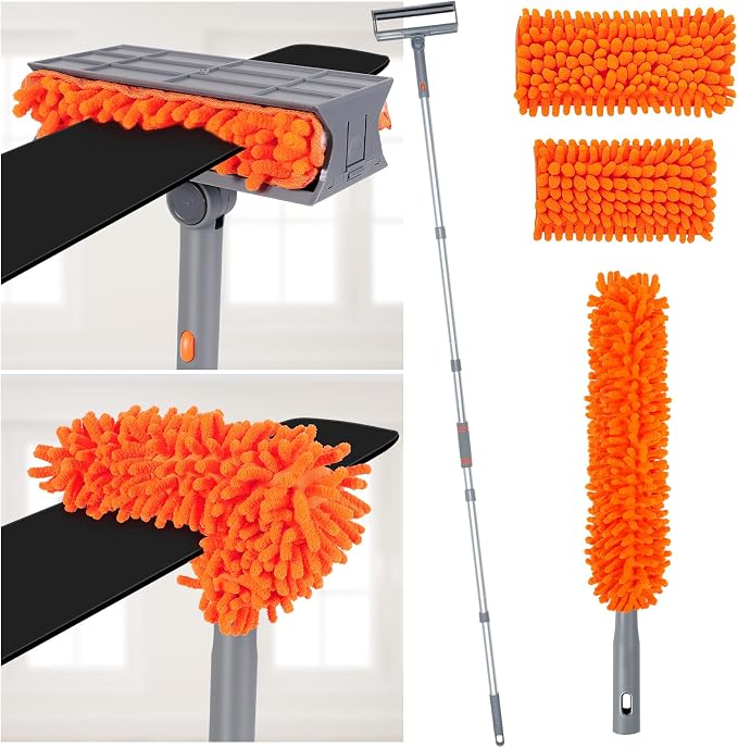 Ceiling Fan Cleaner Kit with 77" Extension Pole, Reusable Chenille Brush by wlich
