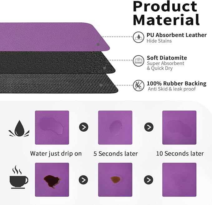 Coffee Mat - Absorbent Hide Stain Rubber Backed Dish Drying Mat - Image 2