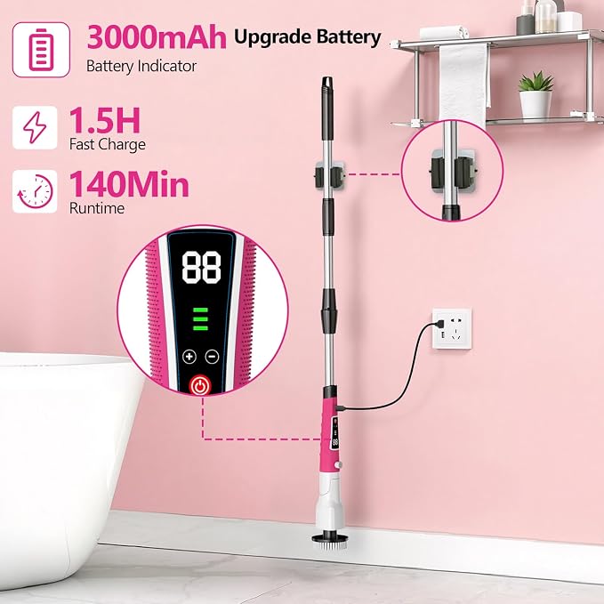 Electric Spin Scrubber, 2026 New Adjustable Angle Cleaning Brush，IPX7 - Image 5