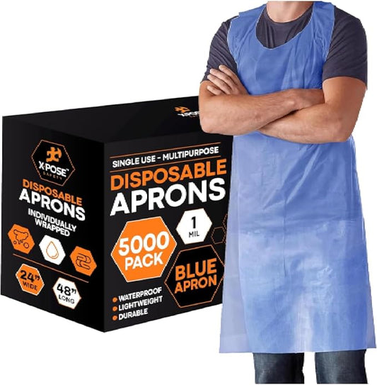 Xpose Safety 5000 Blue Plastic Disposable Aprons by XposeSafety