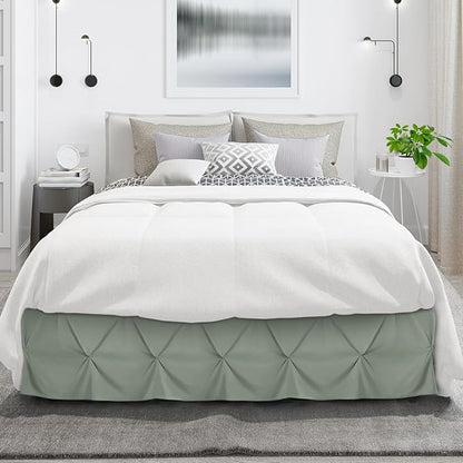 Nestl Sage Green Bed Skirt Queen Size, Pinch Pleat Queen Bed Skirt, 14" Inch Drop Queen Bedskirt, Hotel Quality Sage Green Bed Skirts, Microfiber Bedskirt for Queen Bed, Sage Green Queen Bed Skirt