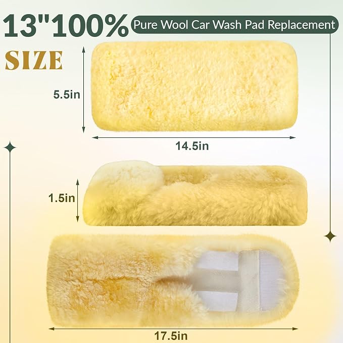 Dingion 1 Pack 13" 100% Pure Lambswool Wash Pad Replacement, Lambswool Wash Mitt - Image 2
