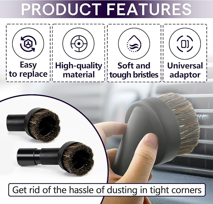 3PCS Horse Hair Brush Vacuum Attachment Set - Image 4