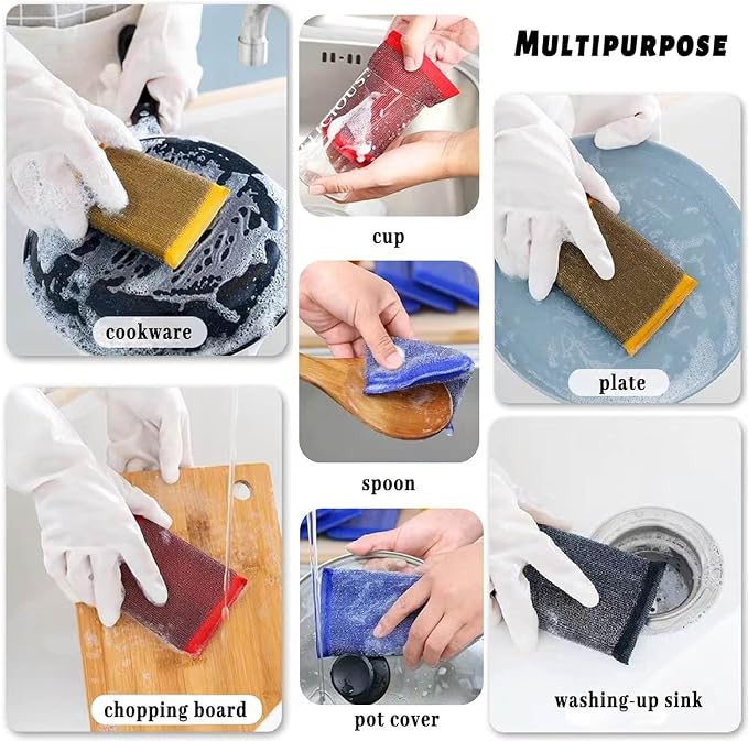Steel Wool Scrub Sponges – Non-Scratch Microfiber Kitchen Scrubbers - Image 2