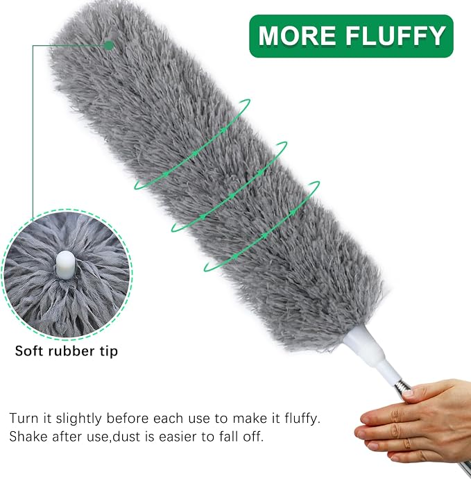 100" Extra-Long Microfiber Feather Duster, Extendable Pole Dusters, Telescoping - Image 3