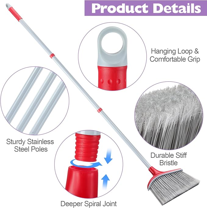 Meanplan 5 Pcs Angle Broom and Dustpan Combo Set - Image 3