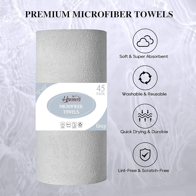 Honova Microfiber Cleaning Cloth Roll-90 Pack, Tear Away Towels，Paper Towel - Image 4