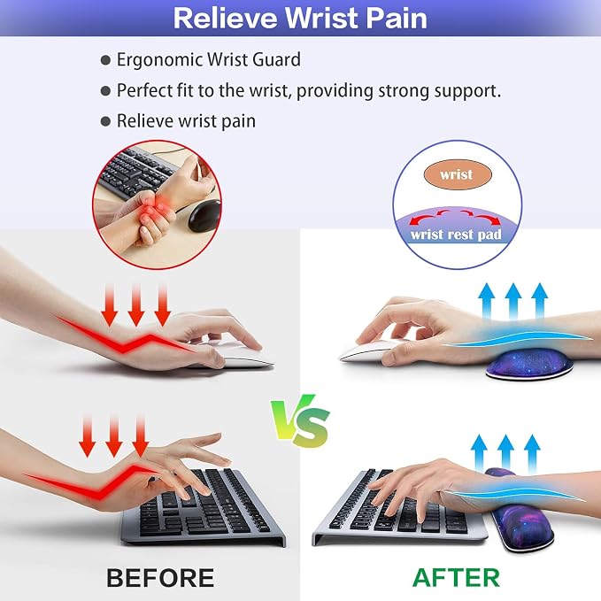 Mouse Pad Galaxy with Wrist Rest, 4-in-1 Large Mousepad+Keyboard Wrist - Image 5