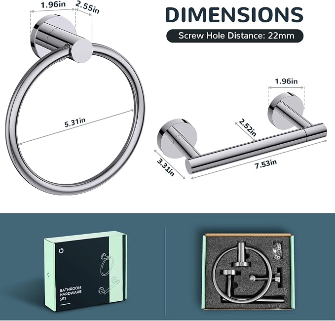 FORIOUS Toilet Paper Holder Wall Mount, SUS304 Stainless Steel Double Post - Image 7