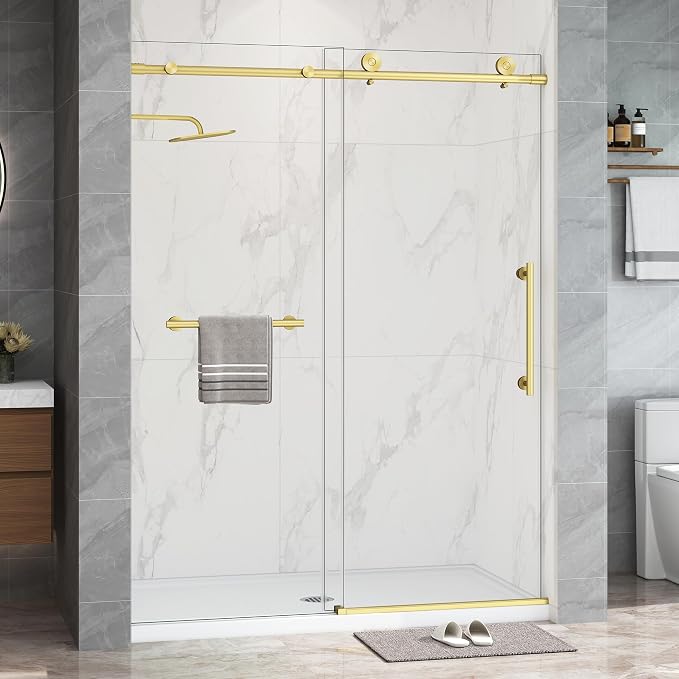 Frameless Shower Door, 5/16" Glass Sliding Shower Door by Unknown