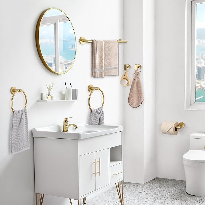 TQKAG Brushed Gold Bathroom Hardware Set 6-Piece Bathroom Accessory Set 23.6 - Image 7