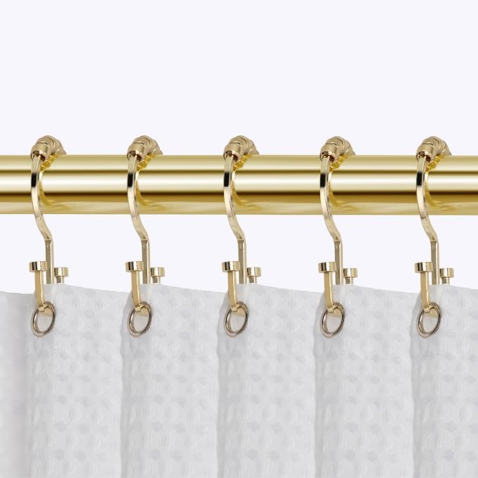 Utopia Alley HK1GD Deco Flat Double Roller Shower Curtain Hooks; Gold by UtopiaAlley
