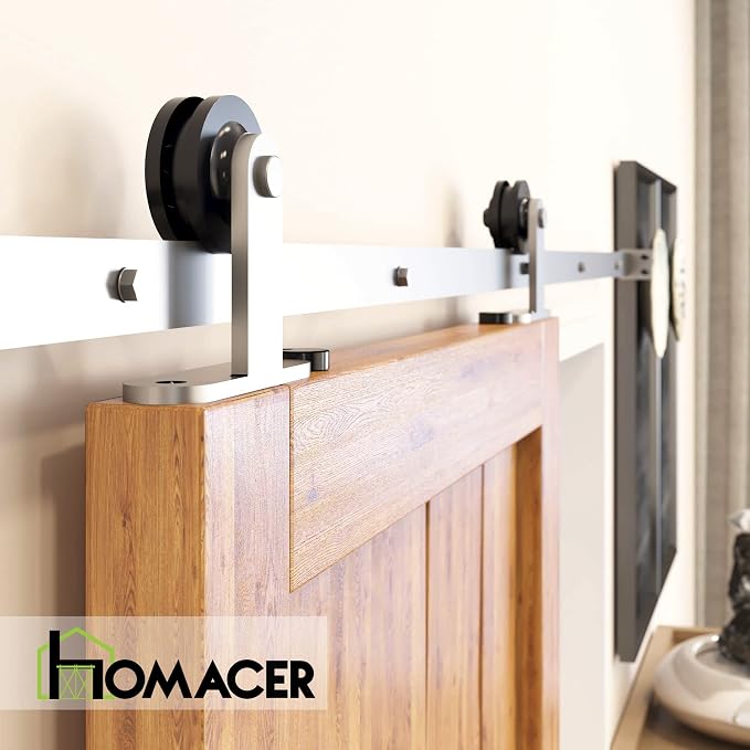 Homacer Brushed Nickel Non-Bypass Sliding Barn Door Hardware Kit, - Image 5