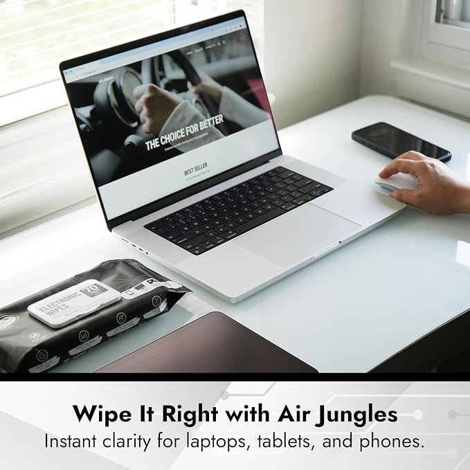 Air Jungles Electronic Screen Cleaning Wipes 70 Count, Large 8"x10" Cleaner - Image 7