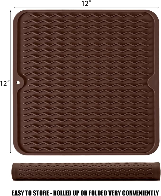 Silicone Dish Drying Mat, Non-Slip Easy Clean Sink Mat Large Heat-resistant - Image 2