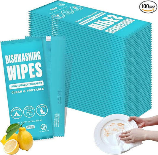 Dish Cleaning Wipes Individually Wrapped, Portable Kitchen Disposable Dish Soap by RSQAZQ