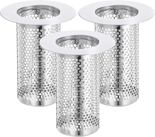 uxcell 3 Pack Shower Drain Strainer, 3.1" x 2.5" Stainless Steel Floor Drain by uxcell