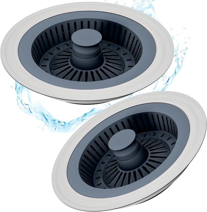 Kitchen Sink Drain Strainer 3 in 1, 304 Stainless Steel Pop Up Sink Stopper by YKWLHomeSolution