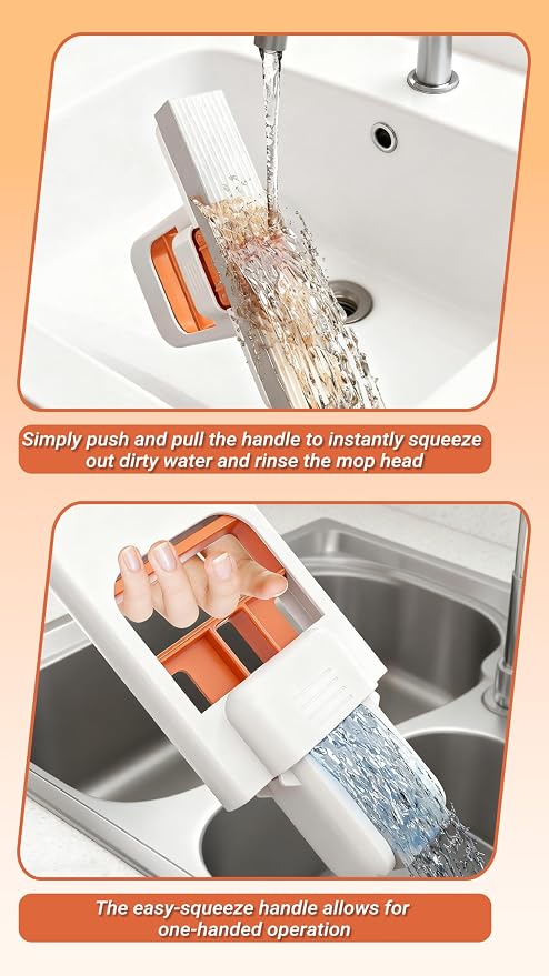 Mini Mop for Small Spaces, Foldable Self-Squeeze & Self-Wringing Wet Dry Sponge - Image 3