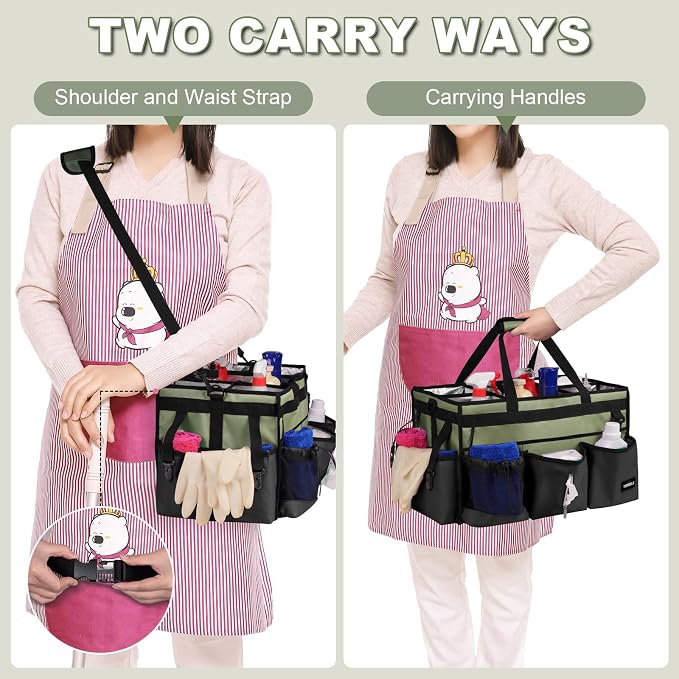 Large Cleaning Caddy Bag with Built-In Support Board, Cleaning Tote Organizer - Image 4