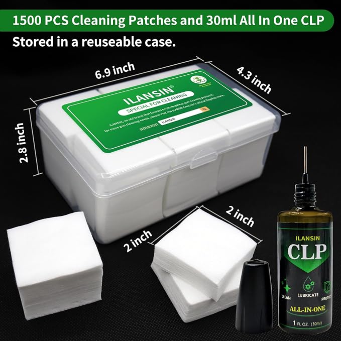 3000/1500PCS Gun Cleaning Patches+CLP Oil, Professional Wipes - Image 2
