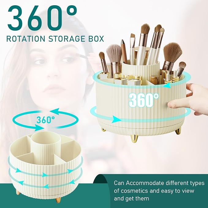 Diesisa Makeup Brush Holder Organizer, 360° Rotating Makeup Brush Organizer - Image 2