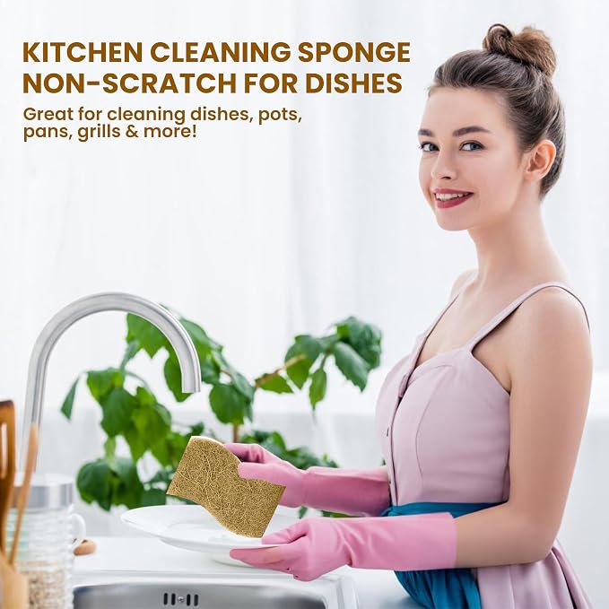 Natural Kitchen Sponge –12-Pack Biodegradable Sponges - Image 5