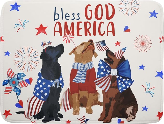 Giwawa 4th of July Patriotic Dogs Dish Drying Mat American Independence Day by Giwawa