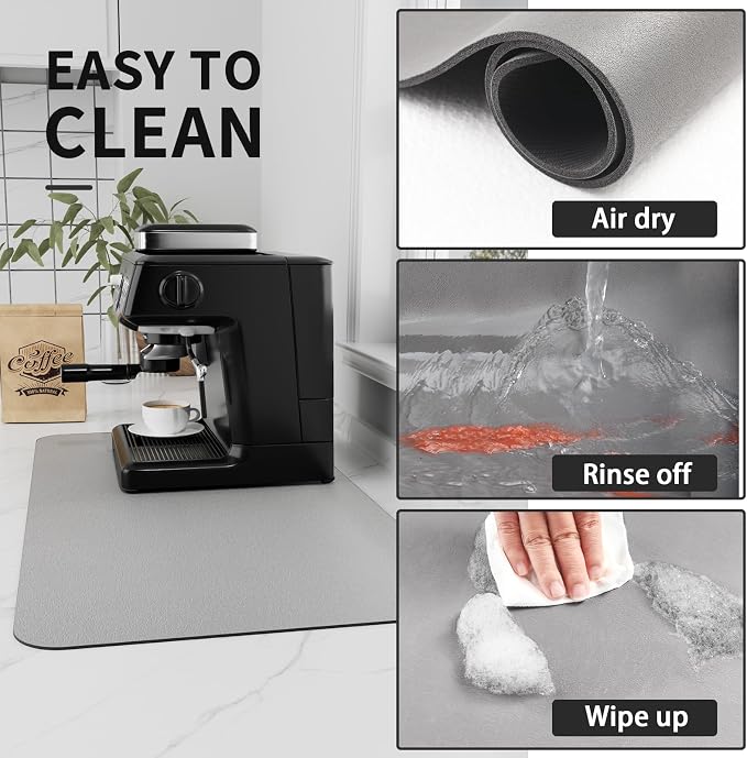 Coffee Mat - Absorbent Hide Stain Rubber Backed Dish Drying Mat - Image 4