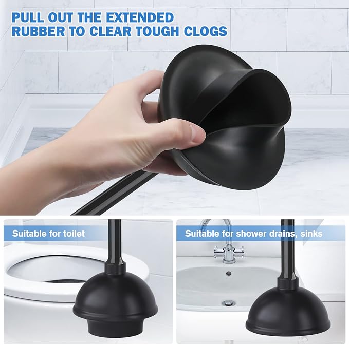 Toilet Plunger and Brush, Bowl Brush and Heavy Duty Toilet Plunger Set - Image 3