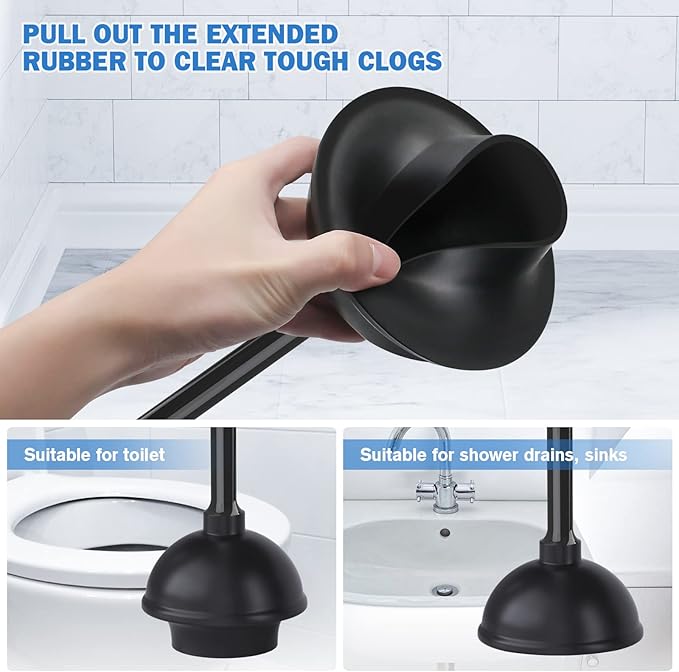 Toilet Plunger and Brush Set, Silicone Toilet Brush and Plunger - Image 3