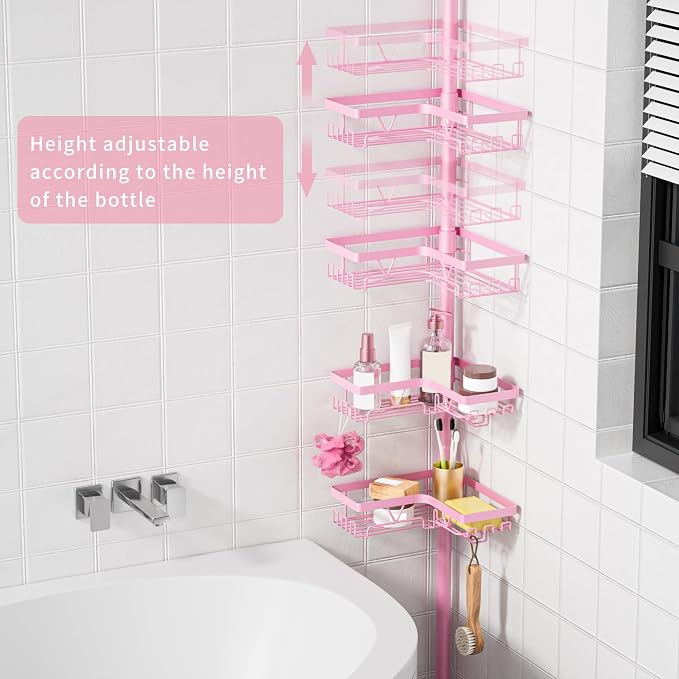 KEGII Shower Caddy Tension Pole, 4-Tier Rustproof Adjustable Corner Bathroom - Image 2