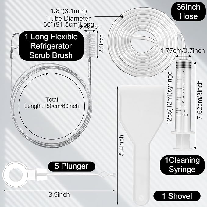 Gisafai 9 Pcs 36 Inch Refrigerator Cleaning Kit Fridge Drain Cleaning Tool - Image 2