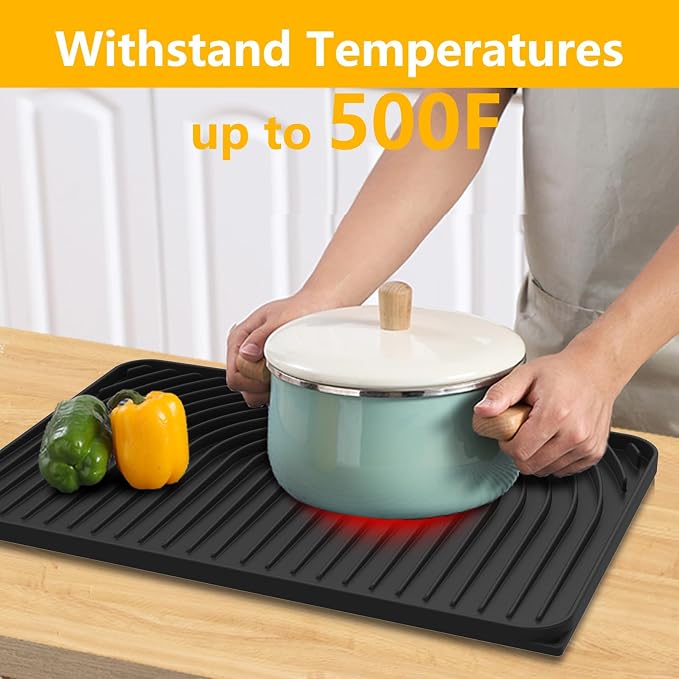 Silicone Drying Mat for Kitchen Counter, Dish Drying Rack Matt - Image 6