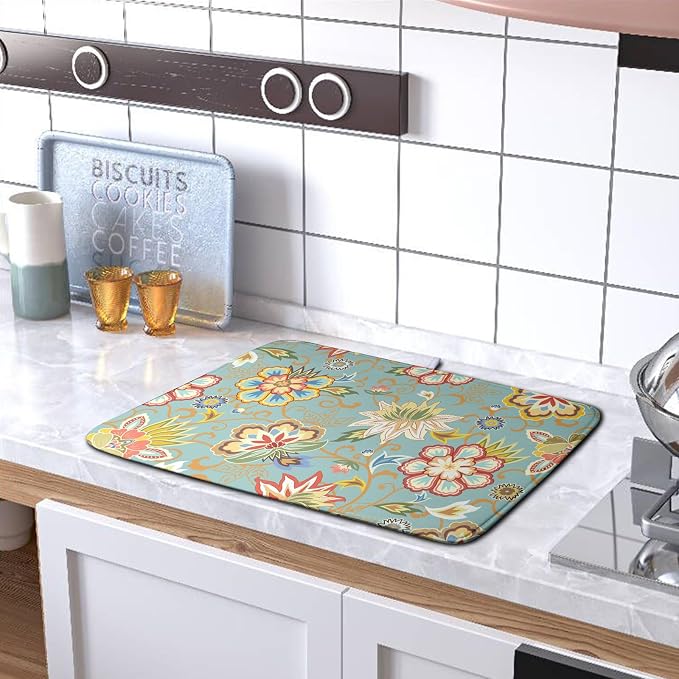 Boho Floral Kitchen Dish Drying Mat - Image 5