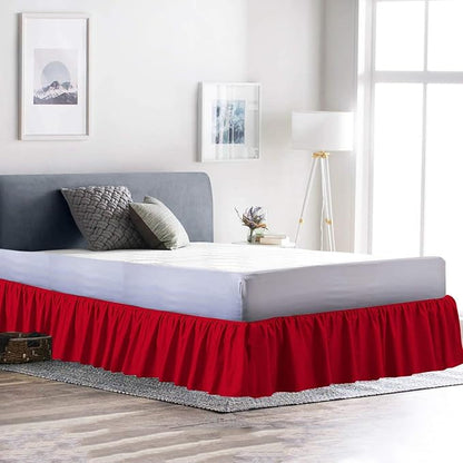 Bed Skirt - Ruffled Bed Skirt (California King, Red) 12 Inch Drop Dust Ruffle with Platform, 100% Cotton 800 Thread Count Fabric - Dust Ruffle Bedskirt for Easy Fitting and Easy Care