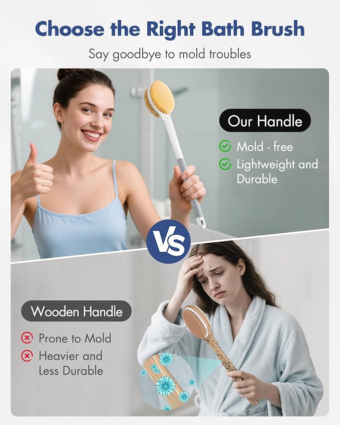 Back Scrubber Body Shower Brush: Anti Slip Long Handle Bath Brush - Image 6