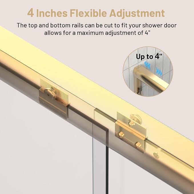 50-54" W x 70" H Double Sliding Shower Door, Semi-Frameless Shower Door - Image 3