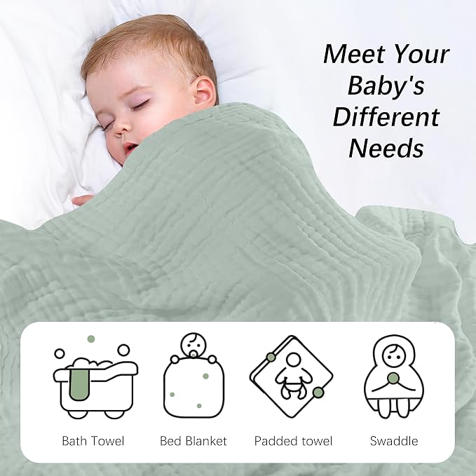 SWEET DOLPHIN Muslin Baby Bath Towels Blanket - Image 5