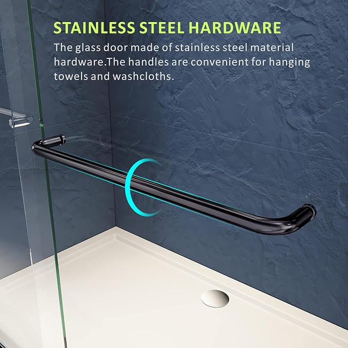 Semi-Frameless Double Sliding Shower Door 60 in. W x 72 in. H, Bathroom Clear - Image 5