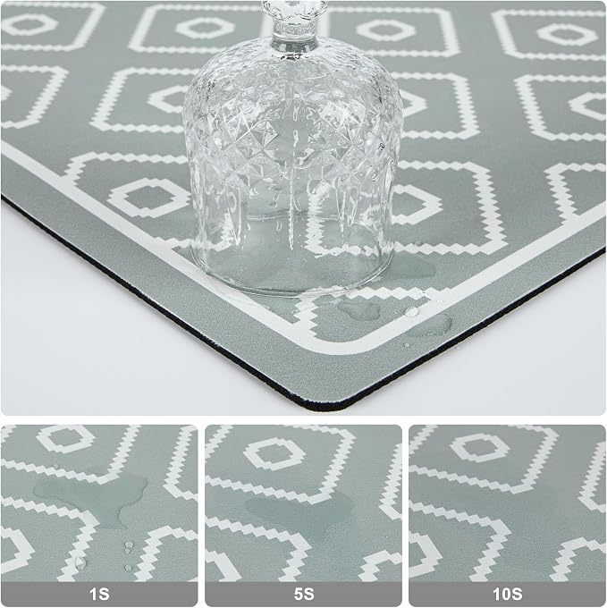 SUEH DESIGN Dish Drying Mat, Absorbent Coffee Mat 19.6 x 11.8 in Quick Dry - Image 3