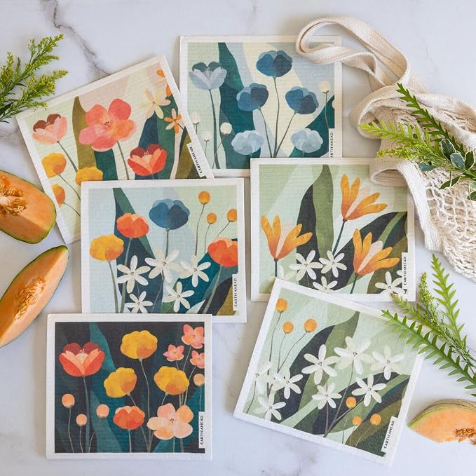 Swedish Dishcloths – Floral Designs Gift Set – Reusable Compostable Cellulose - Image 2